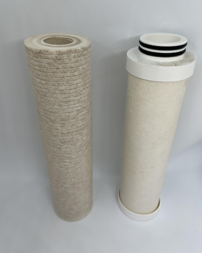 Used sediment filter, dirty with sand and particles on filter.